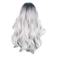 thumbnail image 2 of Full Head Cover Ladies Gray Gradient High Temperature Silk Hair Set Long Big Wave Curly Hair In The Middle Part Dyeing, 2 of 6