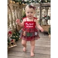 thumbnail image 5 of RUINIXCW Newborn Baby Girl My First Christmas Outfit Xmas Romper Dress Infant Girl Strap Sleeveless Smocked Patchwork Tulle Tutu Dress Headband, 5 of 10