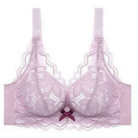 Yyeselk Women s Minimizer Bra Wire Free Lace Bra Non Padded Full Coverage Bra Plus Size Push Up Seamless Bra Everyday Bra Pink S