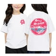 thumbnail image 1 of T-shirts Filles Été Imprimé Recto-Verso Col Rond Manches Courtes Décontracté Tops Filles Blanc 3-4 Ans, 1 of 3