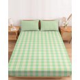 thumbnail image 2 of Queen Size Fitted Sheet Set - Sage Green 3 Piece Bedding Sets 16" Deep Pocket Fitted Sheet with 2 Pillowcases, Grid Checkered Plaid Gingham Lattice Trellis Brushed Microfiber Hotel Luxury Bed Sheets, 2 of 9