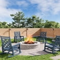 thumbnail image 2 of Bingirl Navy Blue Outdoor Rocking Chair - HDPE Plastic Patio Rocker Chair for Porch, Deck, Lawn and Garden (Grid Back Panel), 2 of 7