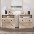 thumbnail image 4 of Walker Edison Traditional 2-Drawer Nightstand, Set of 2, White Oak, 4 of 14