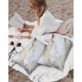 thumbnail image 5 of Waterproof Outdoor Throw Pillows with Inserts 12"x20" Set of 2, Gray Marble Soft Decorative Pillowcases for Couch Bedroom, Abstract Art Yellow Crack Pillow Covers for Sofa Living Room, 5 of 8