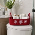 thumbnail image 3 of BSJJY Christmas Woven Storage Basket, Red Cotton Rope Organizer Snowflake Embroidery with Handles for Bathroom, 12.99x5.91x3.94 Inch, 3 of 8