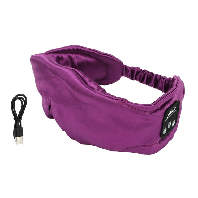 Cubierta inalámbrica para ojos con música, para dormir nocturno, BT, visera inteligente con bloqueo de luz, auriculares ultrafinos, color morado