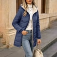 thumbnail image 6 of Womens Sherpa Lined Puffer Jacket Hooded Wave Quilted Full Zip Mid Length Padded with Poecets Warm Fall Winter Casual Outerwear, 6 of 8