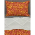 thumbnail image 3 of Oriental Comforter & Sham Bedding Set, Swirly Paisley Leaves Flower Curly Branches Bohemian Blooms Motif, 3 pcs Duvet Set Microfiber Filling Quilt, 5 Sizes, Magenta Orange, by Ambesonne, 3 of 4
