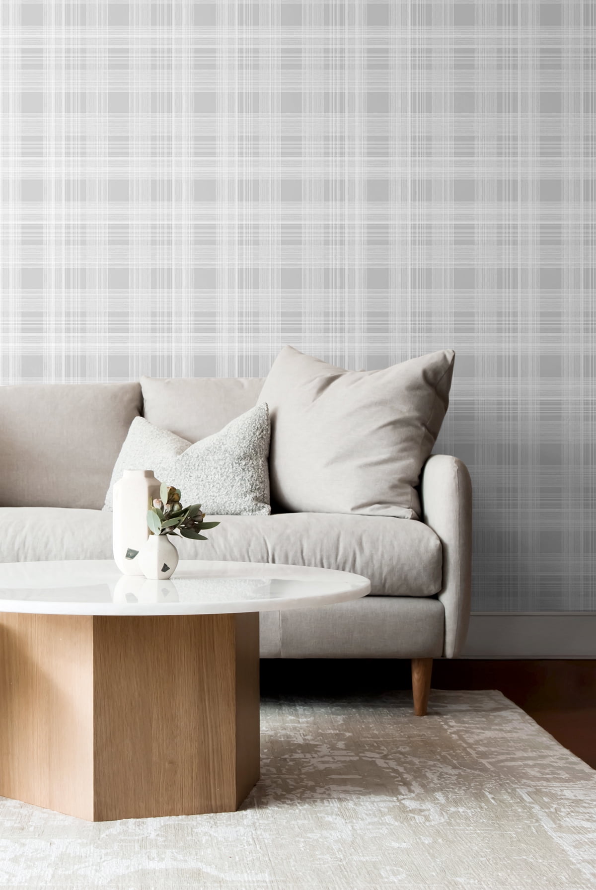 Stacy Garcia Home Harbor Grey Rad Plaid Peel and Stick Wallpaper