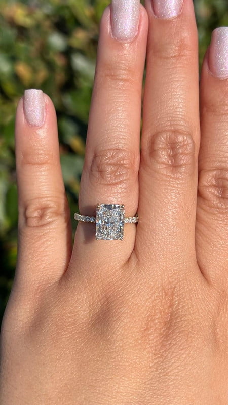 solitaire jewels 2.5CT Radiant Moissanite Hidden Halo Engagement Ring For Women, 18K Yellow Gold