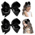 thumbnail image 1 of 2 Pcs Hand-made Grosgrain Ribbon Solid Color Hair Bows Alligator Clips Hair Accessories For Little Teen Toddler Girls Kids, 1 of 5