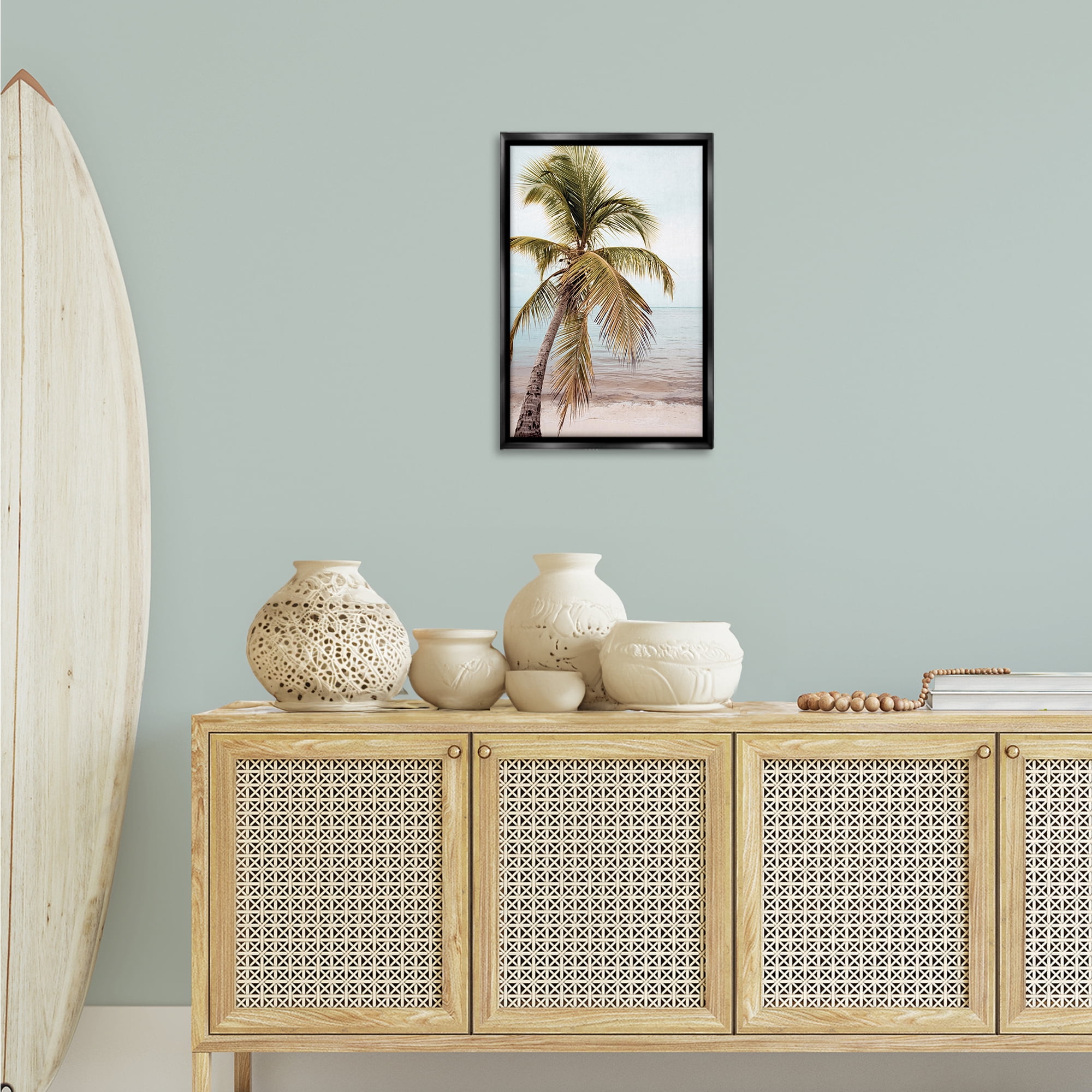 Stupell Industries California Summer Palm Nautical & Beach Photography Black Floater Framed Canvas Art Print Wall Art, 17 x 25