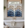 thumbnail image 7 of Kitchen Curtains 54 Inches length, Blue Beige Window Treatment Curtain Drapes, Coastal Wave Modern Abstract Art Decorative Window Curtains for Bedroom Cafe, 52"x54", 2 Panels, 7 of 7
