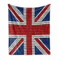 thumbnail image 1 of Union Jack Soft Flannel Fleece Throw Blanket, Mosaic Tiles Inspired Design British Flag National Identity Culture, Cozy Plush for Indoor and Outdoor Use, 60" x 80", Royal Blue Red White, by Ambesonne, 1 of 6