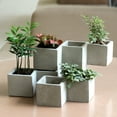thumbnail image 3 of KYAIGUO Small Cement Plant Pots 14.4x2.8inch Flower Pots Simple Square Geometric Design, Classic and Beautiful for Office or Garden, Living Room, 3 of 5