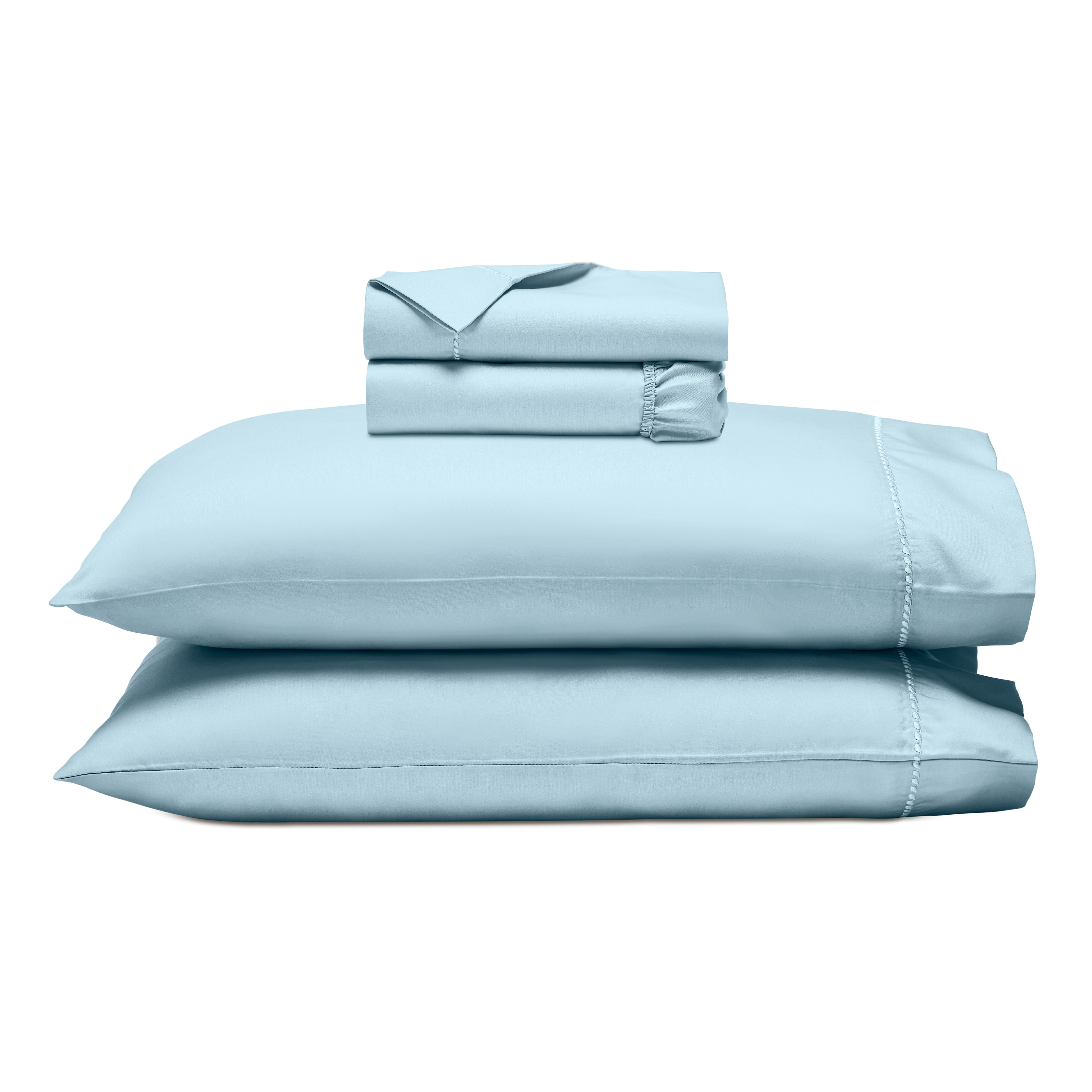 Superior Cotton Blend 600 Thread Count Dash Stitch Hem Sheet Set, Split King, Blue