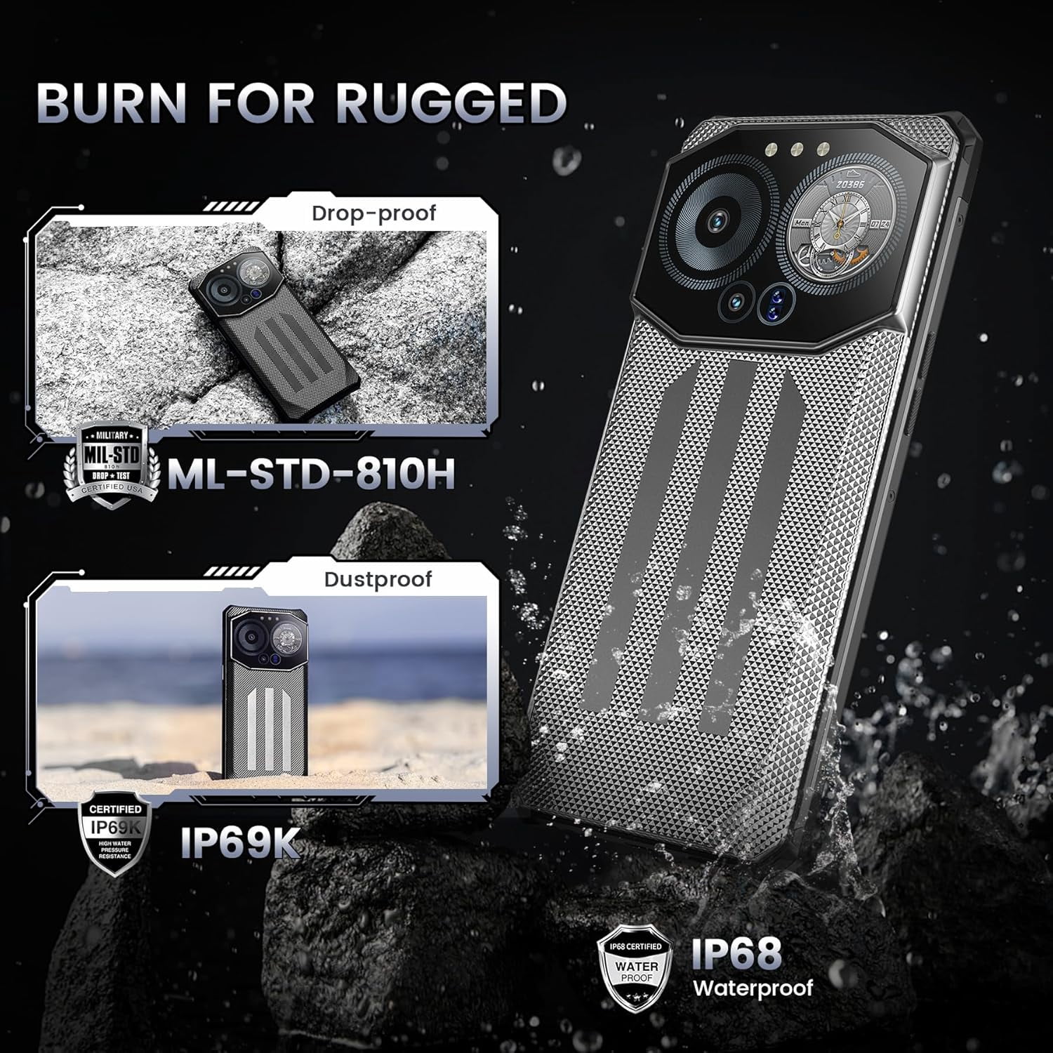 IIIF150 B3 Outdoor Mobile Phone Without Contract, 20(8 12)GB 256GB/1TB, 10800mAh/30W,black