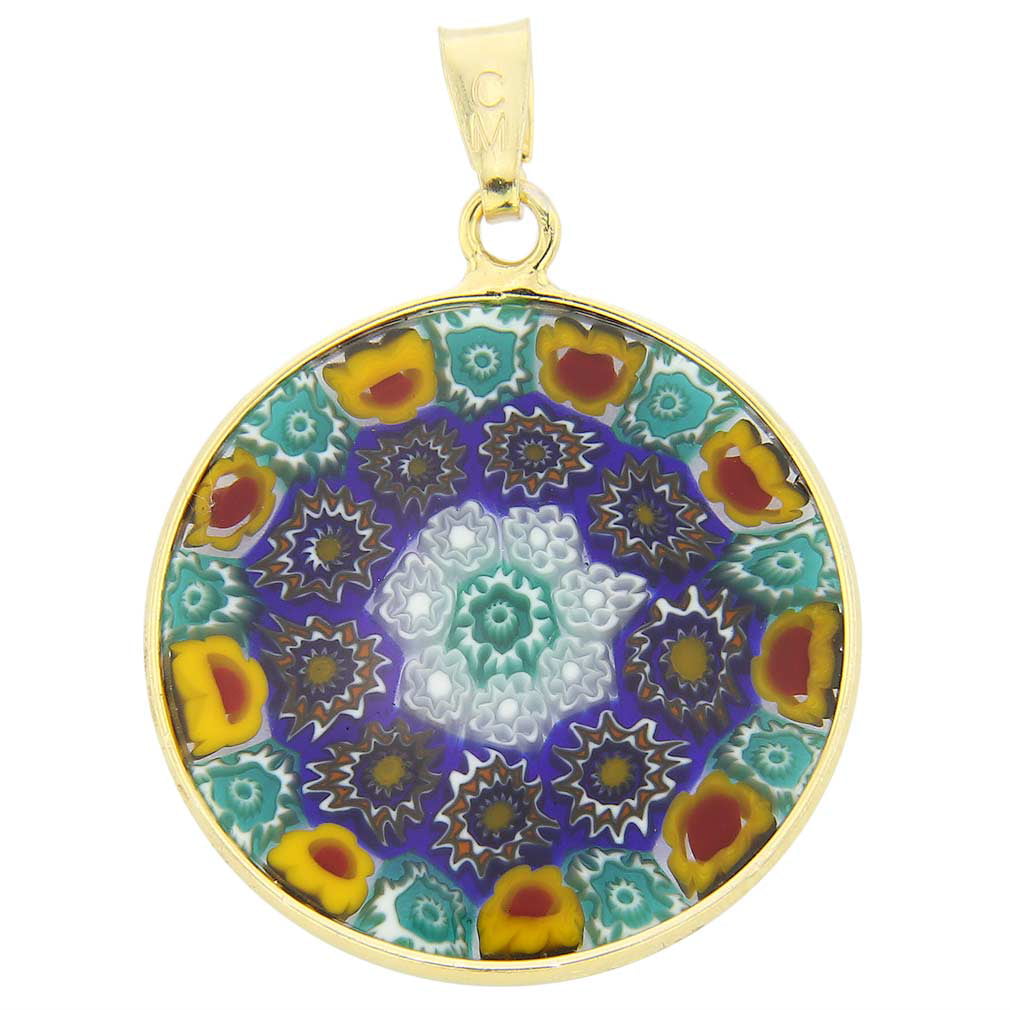 Details about   GlassOfVenice Murano Glass Millefiori Pendant in Gold-Plated Frame 7/8" 