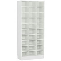 Yardi Yarda 10-Tier Shoe Cabinet, Wooden Shoe Storage Rack with 30 Cubbies, 12.2" D x 25.6" W x 70.9" H Slim Cabinet, White