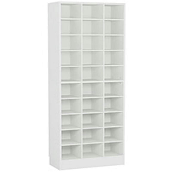 Yardi Yarda 10-Tier Shoe Cabinet, Wooden Shoe Storage Rack with 30 Cubbies, 12.2" D x 25.6" W x 70.9" H Slim Cabinet, White