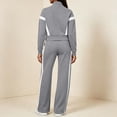 thumbnail image 7 of Wenini Women's 2 Piece Tracksuit Set Long Sleeve Zip up Short Top with Wide Leg Pants Color Blocking Sportswear Outfit, 7 of 7