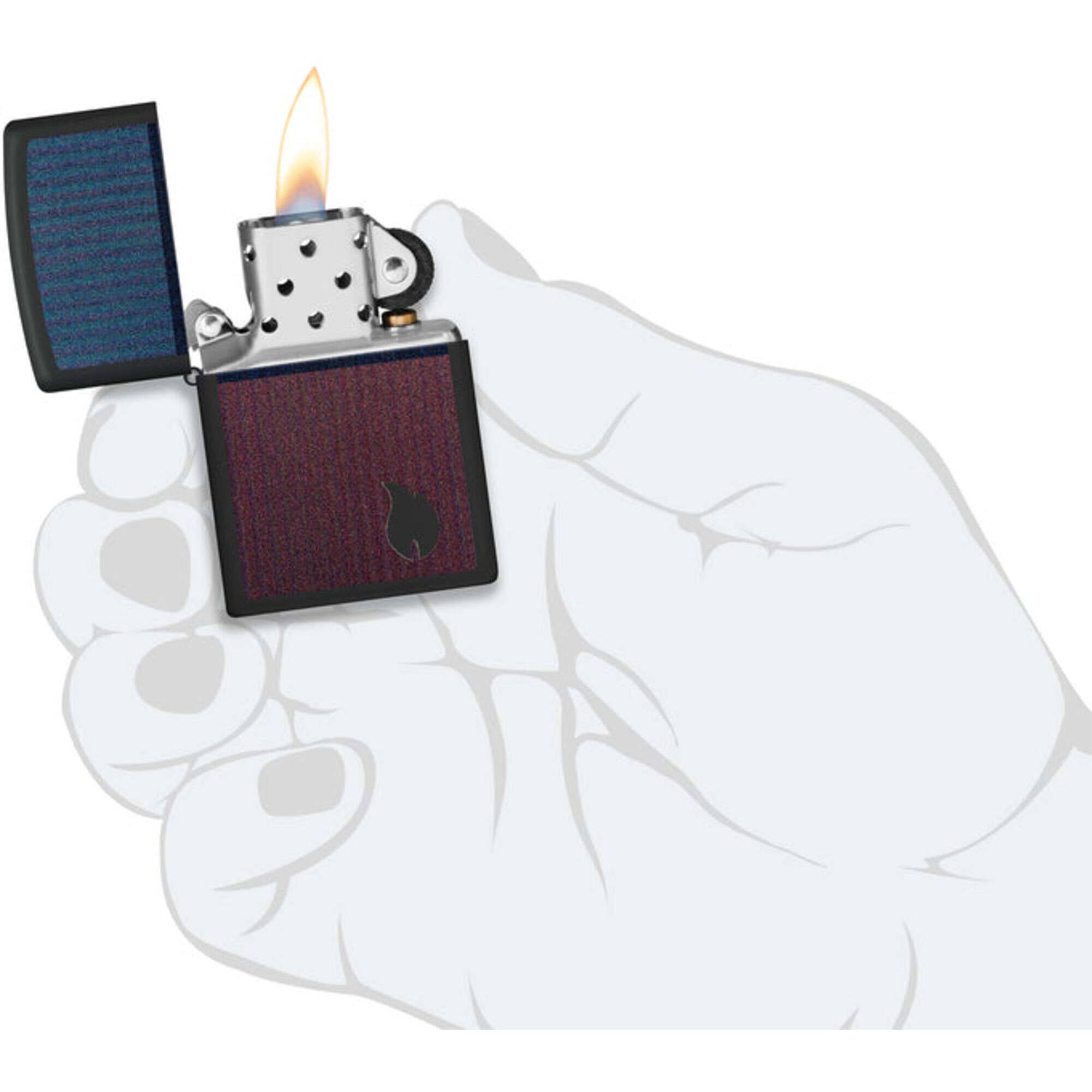 Zippo 46476 Color Block Flame Design Matte Black Pocket Lighter