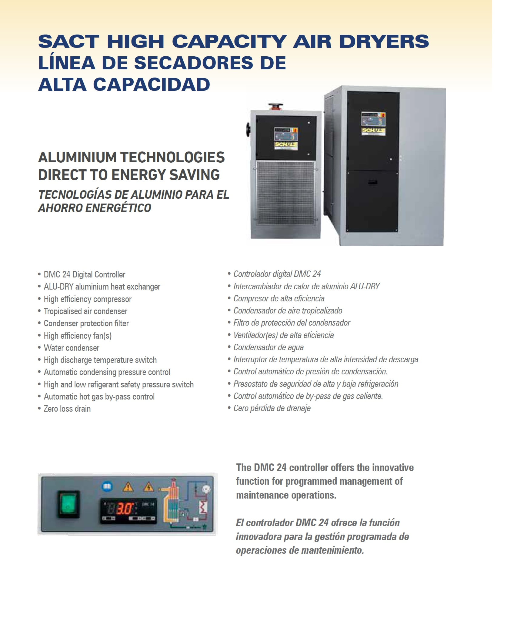 Schulz, high capacity non cycling dryer, sact350-ur, 350cfm, 2.00" npt connections, 460v 3ph. 60hz
