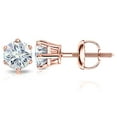 thumbnail image 1 of 14k Rose Gold Round Moissanite Stud Earrings (5ct TGW, 9mm, J-K) 6-Prong Set, Screw-Back by Diamond Wish, 1 of 3