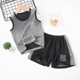 thumbnail image 2 of Xudanell Baby Boy Outfits Breathable Boys Summer Active Set Sleeveless Tank Top Shorts Quick Dry Letter Graphic Sport Two Piece Grey 2-3 Years, 2 of 4