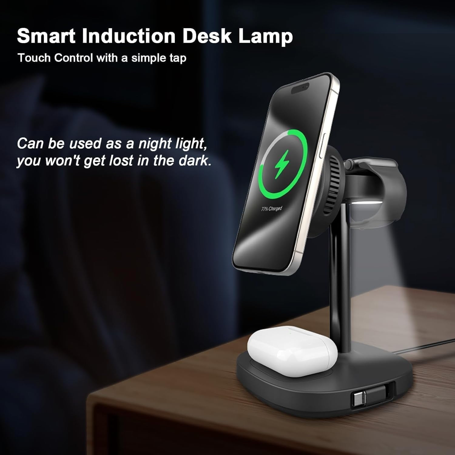 5 in 1 Qi2 Magnetic Wireless Charger Stand, 15W Fast Wireless Charging Station with Cooling Fan for iPhone 17/16/15/14/13/12, AirPods, Apple Watch - 65W Adapter & Retractable USB-C Cable Included