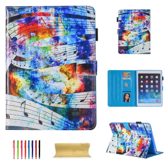 iPad 9.7 2018/2017, iPad Air 2, iPad Air Case - Allytech [Corner Protection] Premium PU Leather Folio Stand Cover, Auto Wake/Sleep for Apple iPad 6th / 5th Gen, iPad Air 1/2, Sky Music