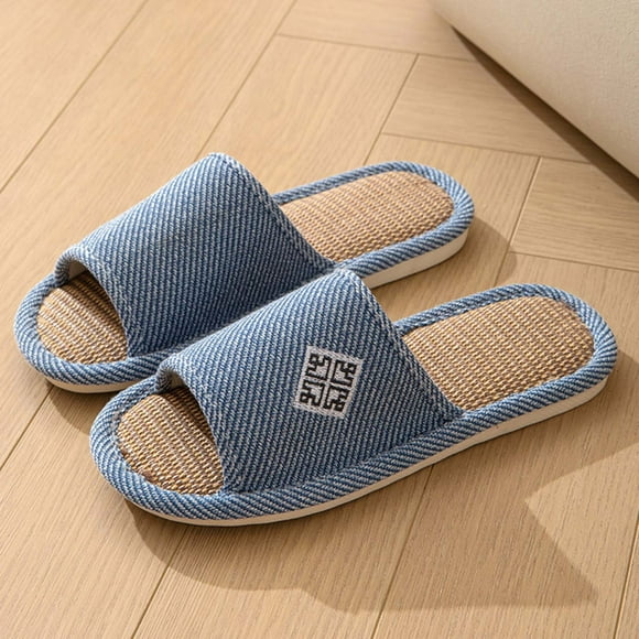 Cameland New Couple Home Chinese Wind Open Linen Slippers Spring And Summer Home Cotton Linen Non-slip Wooden Slippers