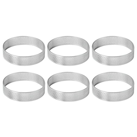 

6pcs/set Stainless Steel Porous For Baking Perforated Pie Cake Ring Mold Tart