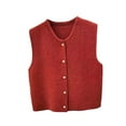 thumbnail image 5 of Milageto Knit Cardigan Vest for Women Button Knitted Vest for Commuting Home Shopping Red, 5 of 8