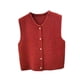thumbnail image 5 of Chaleco de punto tipo cárdigan para mujer, informal, corto, moderno, de algodón, versátil, para primavera y otoño. Rojo, 5 of 9