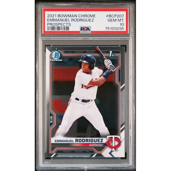 Graded 2021 Topps Bowman Chrome Emmanuel Rodriguez #BCP207 Prospects Rookie RC Baseball Card PSA 10 Gem Mint