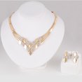 thumbnail image 5 of NUZYZ Women Gold Plated Rhombus Shape Necklace Earrings Rhinestones Jewelry Set, 5 of 8
