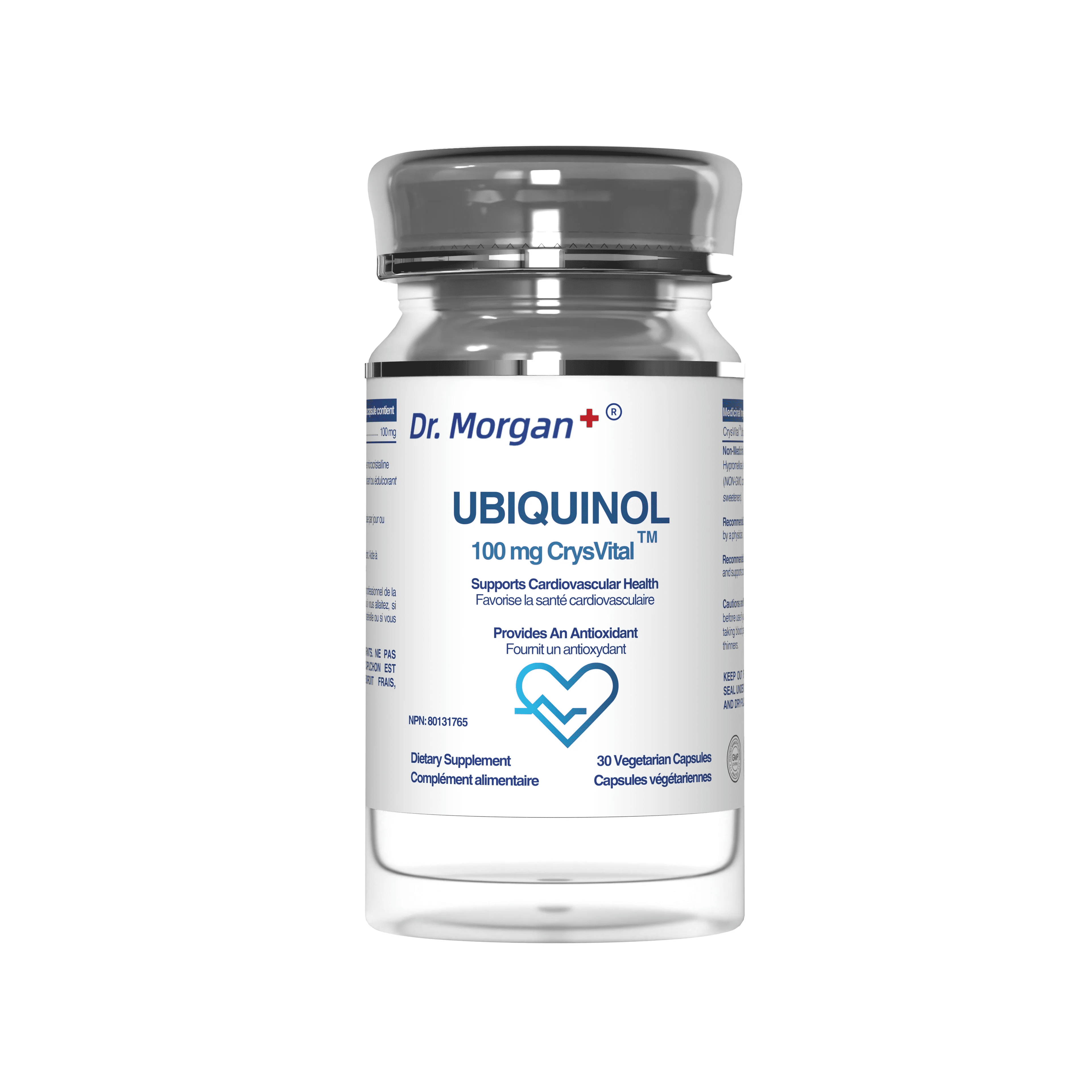 Dr. Morgan Dr. Morgan Ubiquinol 100mg CrysVital | CoQ10 Supplement from Natural Fermentation | Supports Heart & Cellular Health | 30 Capsules  | Made in Canada