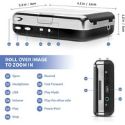 Reshow Cassette Player – Portable Tape Player Captures MP3 Audio Music via USB – Compatible with Laptops and Personal Computers – Convert Walkman Tape Cassettes to iPod Format (Black)