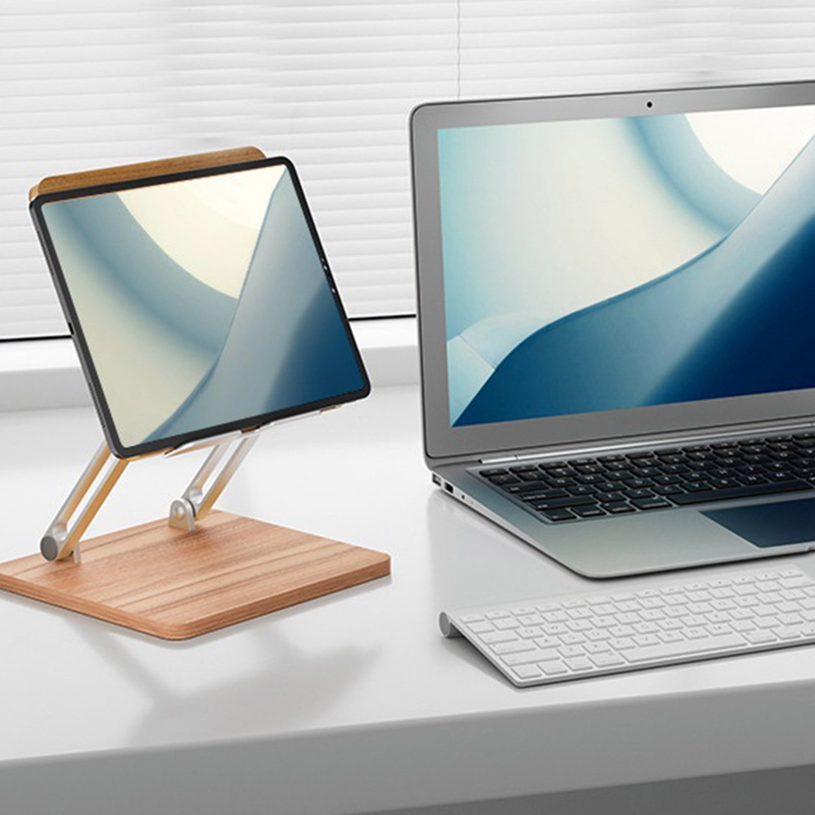 JZROCKER Height Adjustable Laptop Stand Ergonomic Wooden Riser Platform for Notebook