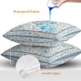 thumbnail image 4 of Throw Pillow Covers 18x18 Inch Set of 2, Blue Boho Waterproof Outdoor Pillow Covers, Farmhouse Pastoral Bohemia Luxury Patterned Decorative Cushion Pillowcases for Couch, Sofa, Bed, Garden, Patio, 4 of 9