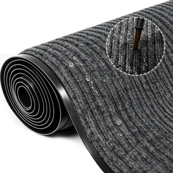 PPOSFPH 3' x 10' Commercial Door Mat, Heavy Duty Non Slip Entrance Runner Rug, Indoor Outdoor Entryway Rug for High Traffic, Gray