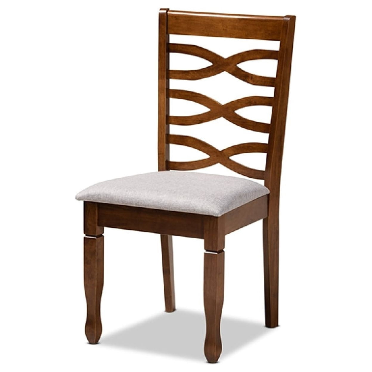Baxton Studio Elijah Modern and Contemporary Grey Fabric Upholstered and Walnut Brown Finished Wood 4-Piece Dining Chair