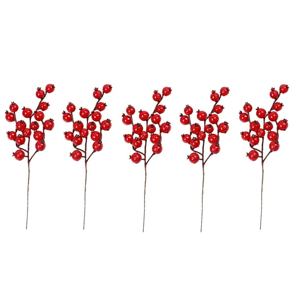 Decoraciones de Navidad Rojas Flores de Navidad Artificiales 5Pc Conjunto para la Decoración Del Hogar de Vacaciones
