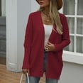 thumbnail image 4 of ZQUUVOU Cardigan Sweaters for Women Tops Solid Color Loose Knitted Long Sleeve Open Front Coat Red, 4 of 6