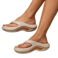 thumbnail image 5 of GPOECD Women's Summer Slide Sandals Comfortable Thick Sole Flip Flops Outdoor Beach Travel Toe Post Slippers Casual Wear With Jeans Grey,9, 5 of 9