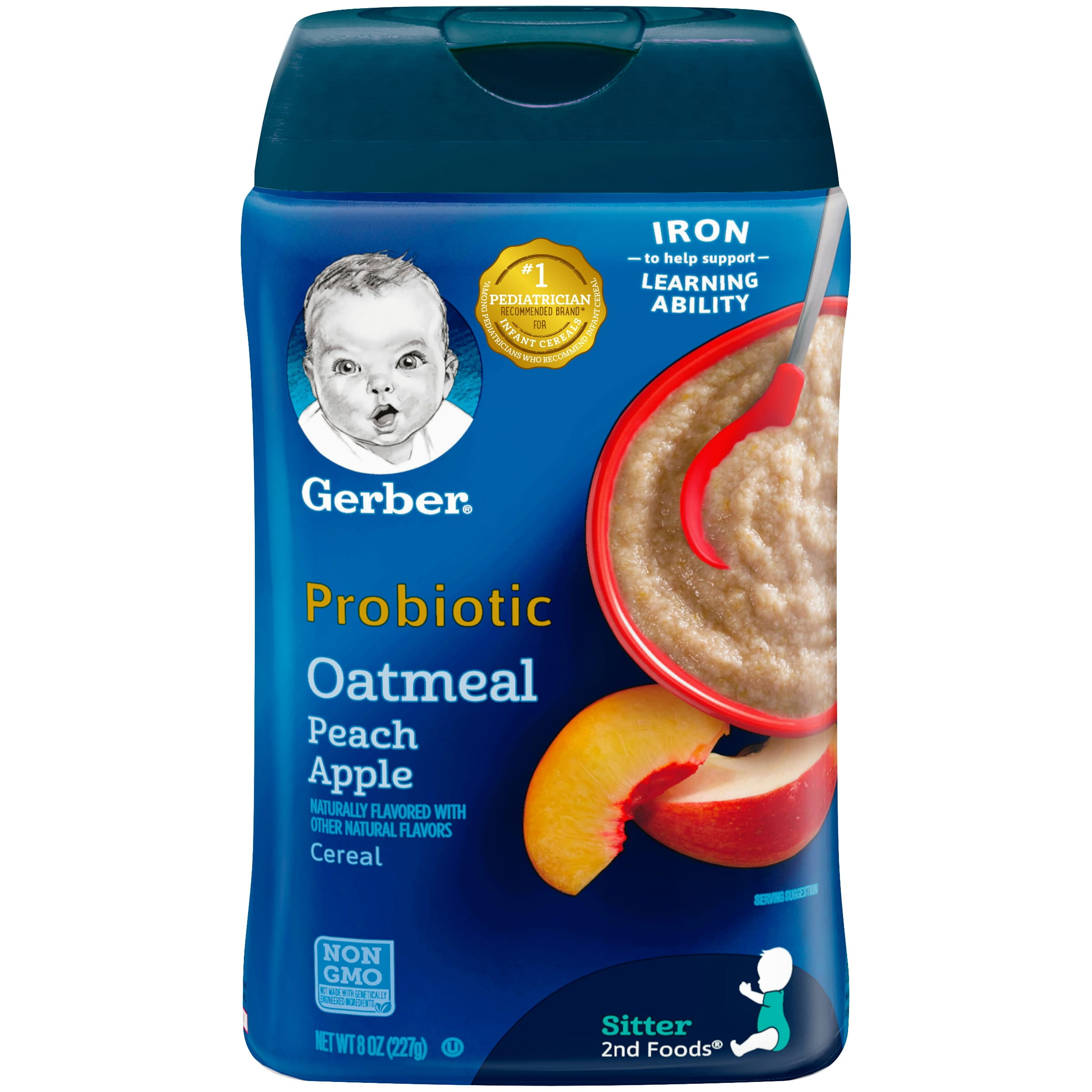 gerber probiotic oatmeal peach apple cereal