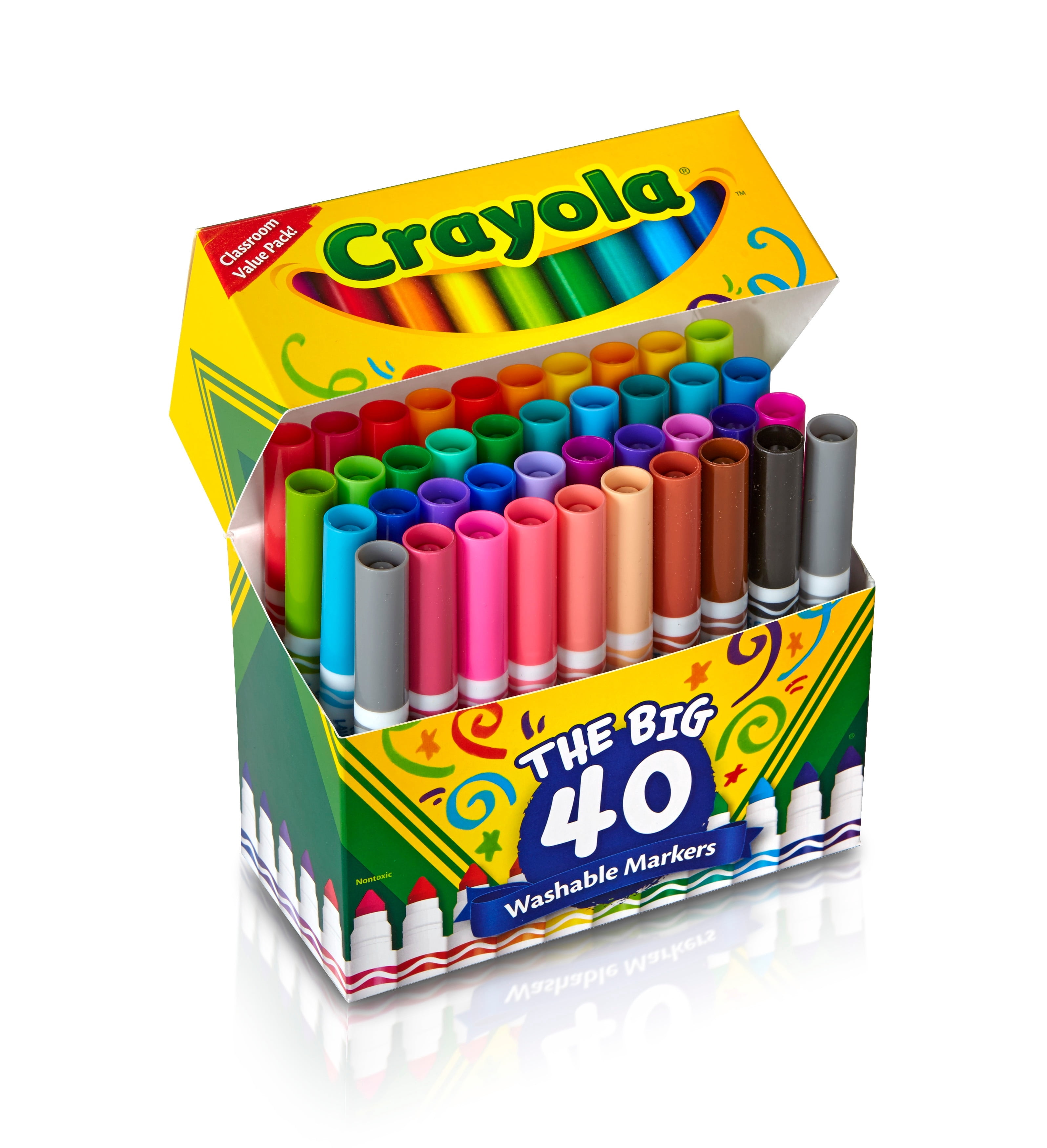 Crayola 40CT Classic Broad Line Washable Markers, Bulk Case of 6 Boxes, 240 Pieces, School Supplies