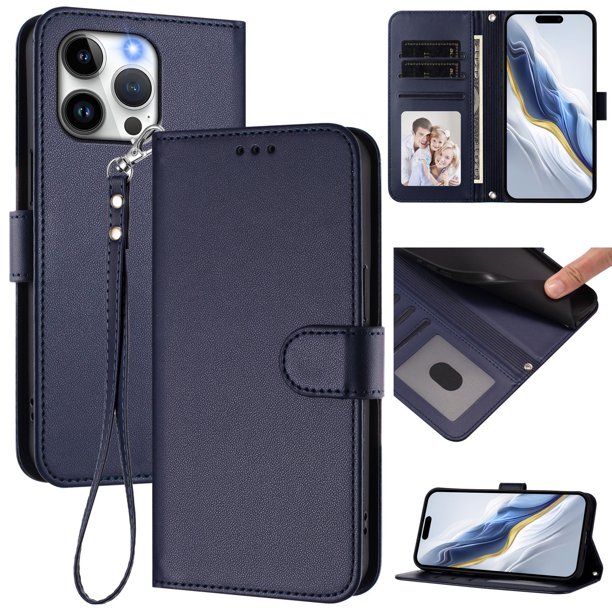 Funda Cartera GANGXUN para iPhone 14 Pro Max – Cierre Magnético, Protección RFID, Correa Desmontable, Compatible con Carga Inalámbrica