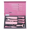 thumbnail image 1 of Colorful 6 Piece Knife Set Stainless Steel Practical Kitchen Knife Set with Ergonomic Handle for Cutting Pink, 1 of 5